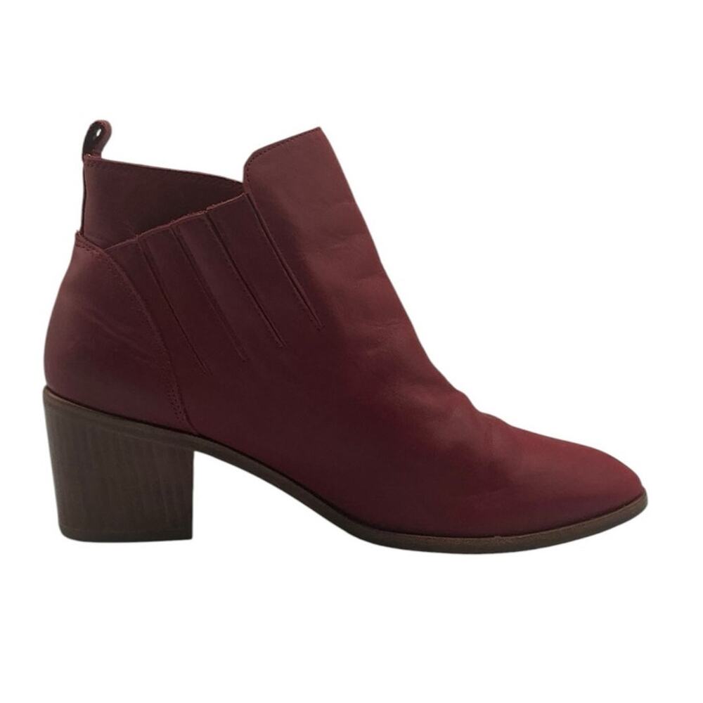 Charlotte Stone Kari Burgundy Oxblood Leather Ankle Boots 70s Style Size 10